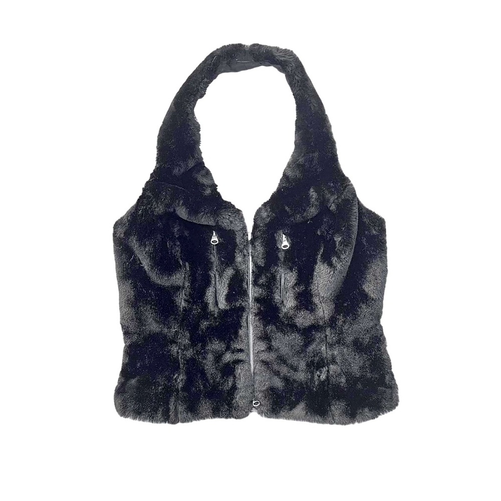 A.B.S faux fur leather zip up vest